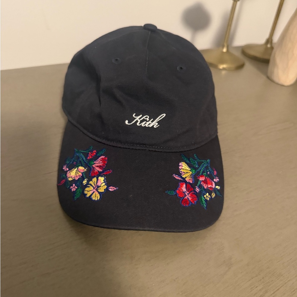 Kith Black Cap with Floral Embroidery
